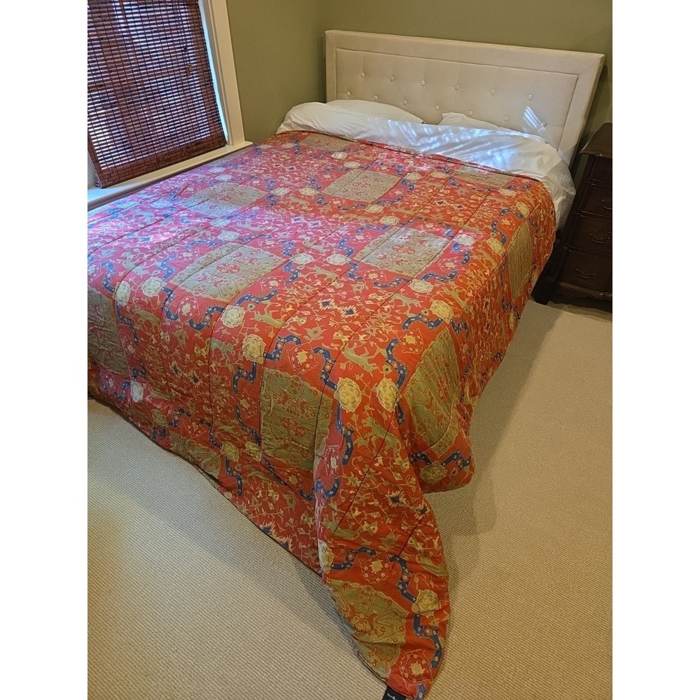Vtg Ralph Lauren Conservatory Red Full/Queen Comforter Sateen Italy USA 80s 90s - Picture 3 of 8